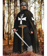 Medieval White Templar Crusader Tunic Surcoat &amp; Cloak Reenactment costum... - £255.38 GBP