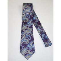 Men's 100% Silk Necktie By Bruno Piattelli Paisley Floral Fancy BP3 Plum Blue image 2