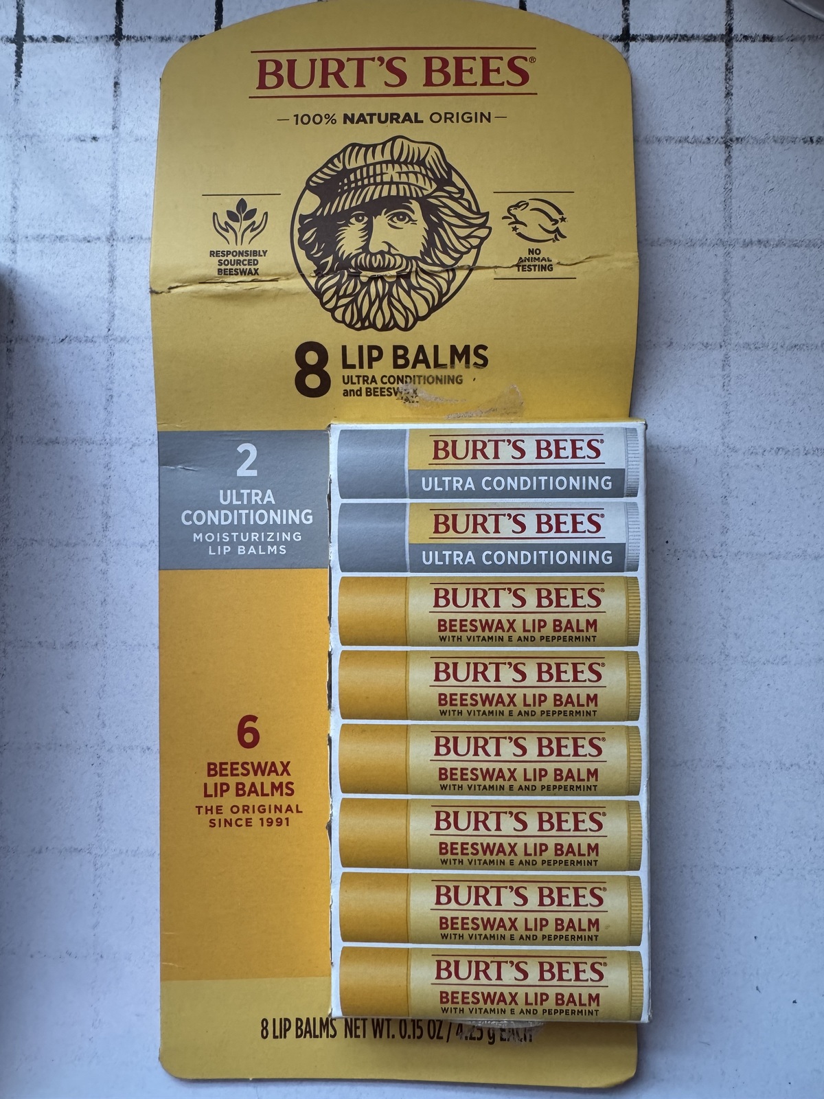Burt&#39;s Bees 100% Natural Origin Beeswax Moisturizing Lip Balm 8 pk. - $20.00