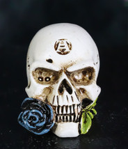 Gothic Tango Vampire Skull Biting Black Rose Stalk Mini Dark Alchemy Figurine - £12.81 GBP