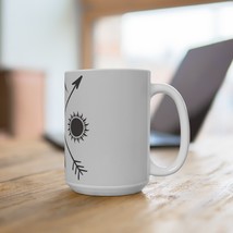 Cross Symbol Rustic Mug | Moon Sun Nature Elements | 15oz Coffee Tea Mug - £17.38 GBP
