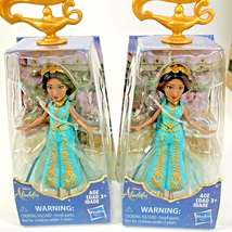 2 Princess Jasmine Small Doll Teal Dress Cake Topper 3.5 in Disney Aladd... - $6.95