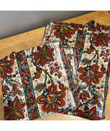 Vtg Floral Jacobean Curtains Pinch Pleaded Heavy Barkcloth Fabric Set Of... - $2,306.16 MXN