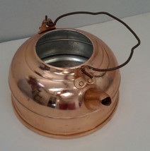 Cooper plated  vintage tea kettle pot with metal handle no lid - $19.75