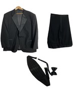 Neil Allyn Black Wool Tuxedo Jacket 48L Pants Inseam 31 Cumberbund Tie F... - £63.23 GBP