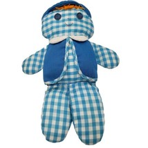 Vintage 1977 Fisher Price Cholly Doll Blue Checkered Cloth with Rattle Baby Toy - £20.39 GBP