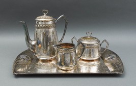 WMF German Art Nouveau Silver Plated 4 Piece Coffee Tea Set With Tray - £2,398.05 GBP