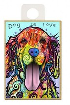 DOG IS LOVE Golden Retriever Wood Colorful Pop Art Fridge Magnet 2.5x3.5 NEW A67 - £4.68 GBP
