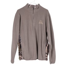 Ducks Unlimited Fleece Pullover Jacket L Mens Camo Olive Green 1/4 Zip Sweater - £19.71 GBP