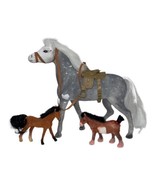 Vintage Lot of 3 Miniature Toy Flocked Horses Mini Fuzzy Ponies Gray Bro... - €14,49 EUR
