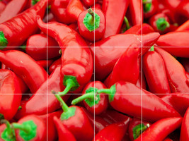 Red Hot Chili Spicy Jalapeno Peppers Glass Tile Mural Backsplash Medallion - £47.32 GBP+