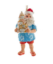 Kurt Adler 4.25" Resin Beach Santa Holding Sand Tree Christmas Ornament A2247 - £12.67 GBP