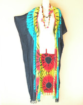 CG36 Gecko Hand Painted Batik Plus Size Duster Open Duster Maxi Cardigan S to 5X - £23.35 GBP