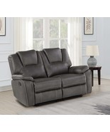 Katrine Black Charcoal PU Loveseat - $696.99