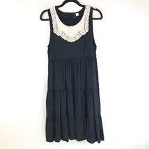 Divided H&amp;M Shift Dress Sleeveless Tiered Goth Lace Collar Black Size 10 - £10.06 GBP