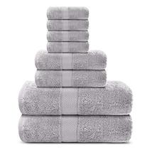 Lavish Touch Aerocore 100% Cotton 600 GSM 8 Pc Towels Set Steel - £29.71 GBP