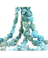Blue Green Howlite Dyed Beads Nuggets 4 Strands Lot 16in 25-40mm Boho Gypsy - $32.58 CAD
