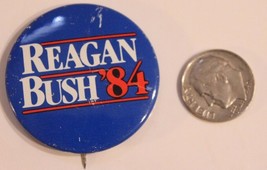 Reagan Bush 84 Pinback Button Political Vintage Ronald Reagan George Bush J3 - £5.53 GBP