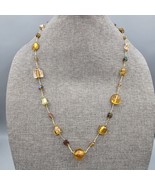 Lampwork Bead Necklace Station Art Glass Handmade 28&quot; Continuous Loop - $380.59 MXN