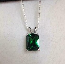 2 Ct Radiant Cut Lab Created Green Emerald 925 Sterling Si1ver Solitaire Pendant - £50.00 GBP