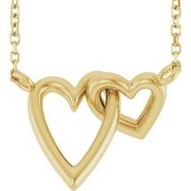 14K Yellow Gold Interlocking Hearts 18&quot; Necklace - £321.28 GBP