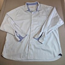 Tommy Bahama XXL Cotton Silk Blend Button Up Shirt Blue Gingham Cuff Detail - $44.95