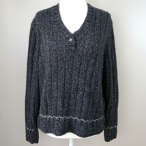 Woolrich Devan Henley Wool Blend Sweater in Black Heather Women&#39;s Medium - £15.79 GBP