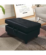 35&#39;&#39; Ottoman With Storage, Leather Ottoman Foot Rest For Living Room, Black - £147.91 GBP