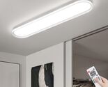 Modern LED 40" Long Linear Ceiling Light, White, Dimmable Semi Flush + R... - $73.21