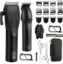 Men&#39;S Professional Hair Cutting Kit, Cordless Barber Clipper, And T-Blade Beard - £61.60 GBP