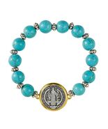 Saint Benedict Turquoise Bead 7.5&quot; Bracelet , New #AB-277-R2 - $237.28 MXN