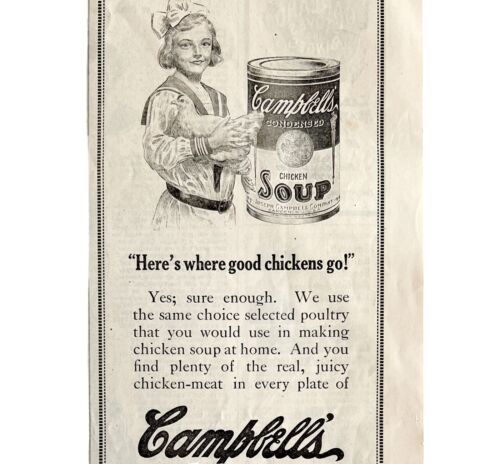 Primary image for Campbell's 1913 Advertisement Chicken Soup Print Ad 21 Kinds DWCC18
