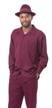 Men MONTIQUE 2pc Set Walking Leisure suit Long Sleeve Set 1641 Burgundy New - $89.99