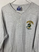 Vintage Champion T Shirt Green Bay Packers Henley Long Sleeve NFL Medium 90s - £27.40 GBP