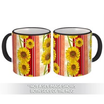 Sunflowers Cluster : Gift Mug Orange Color Pattern Stripes Floral Gerbera Blosso - £12.56 GBP