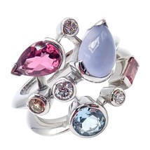 Cartier Meli Melo Platinum Chalcedony Tourmaline Garnet Diamond Ring sz ... - $5,500.00