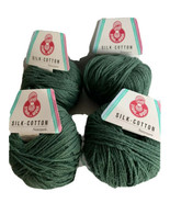 Stahl Wolle Silk Cotton Naturgarn yarn 4 50g balls Germany Green  #2915 - £17.11 GBP