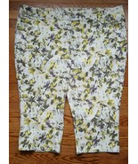 LANE BRYANT Womens size 28 White Green FLoral Cotton Denim Capris New - £6.99 GBP