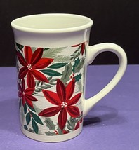 Royal Norfolk Poinsettia &amp; Holly Holiday 12 Oz Mug Christmas Coffee Cocoa Tea - £3.99 GBP