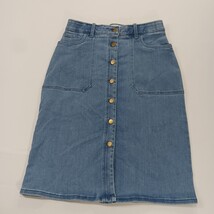 Caslon RN#58665 Women's Blue Cotton Blend Button-Front Denim Skirt Size 6 image 15