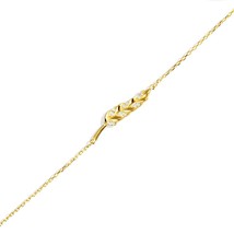 14K Yellow Gold CZ Fern Leaf Bracelet 7" - £142.09 GBP