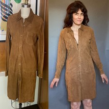 LAUREN Ralph Lauren RL Suede Shirt Dress Long Sleeve Sz 8 6 brown - $445.50