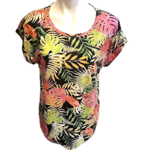 Medium Floral Short Sleeve Shirt LA Threads Hawaiian  Multicolor Blouse ... - $15.88