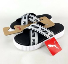 Puma Platform Slide Sandals Size 6.5 White Black 380677-01   - £21.35 GBP