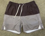 Vuori Trail Shorts Mens Medium Brown Quartz Striped Lined Performance Ru... - $28.05