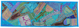 Tapestry table runner throw 60&quot; Marvelous patch work sequin embroider wall decor - $38.99