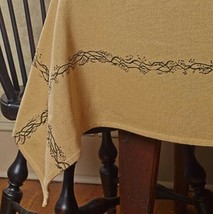 Country Burlap Tablecloth with Berries and Vines trim - $34.99