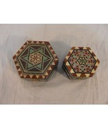 (2) Hand Made Jewelry Boxes Natural Painted / Finished Wood Clasp Closed... - £29.22 GBP