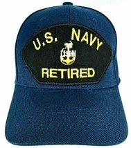 US NAVY Retired Patch Hat Baseball Cap Adjustable Navy Blue - £13.65 GBP
