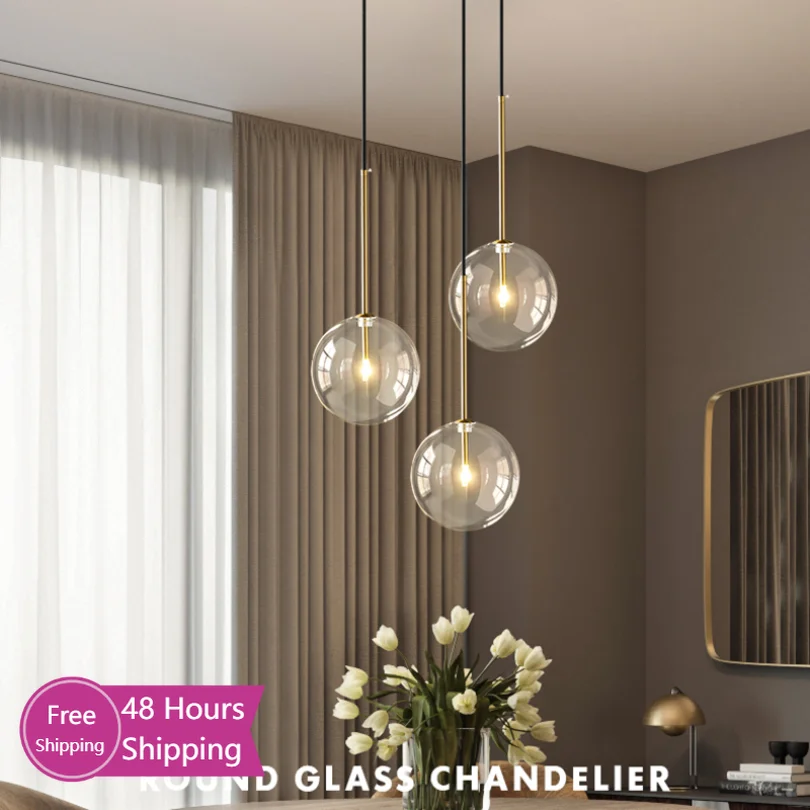 Bubble Glass Ball Pendant Lighting for Bedroom Bedside Kitchen Dining Room - $31.96+